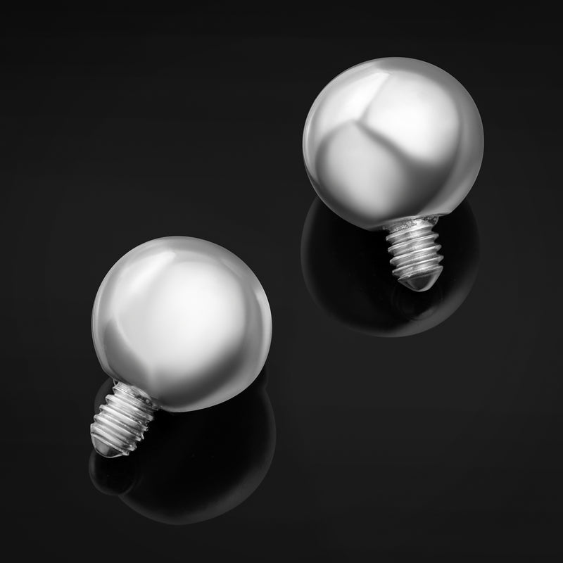 Internally Threaded Barbell Ends, Silver, Ball Attachment, Titanium