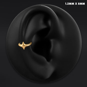 Four Pointed Star Helix Ring, Gold, ASTM F136 Titanium