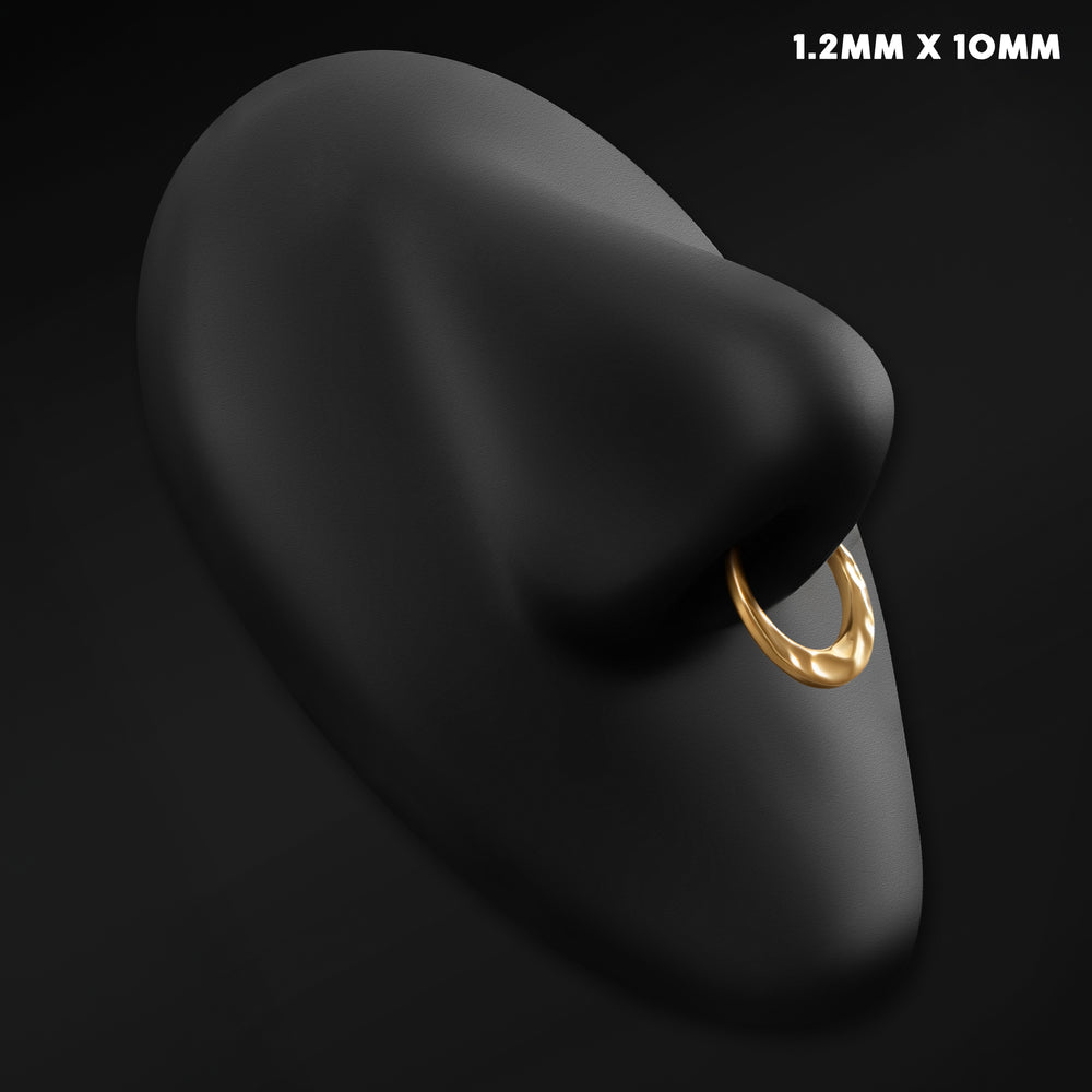 Gold Hammered Dome ASTM F136 Titanium Segment Clicker Septum Nose Ring - ASTM F136 Titanium Hinged Gold Hammered Dome Segment Ring for Nose / Septum 1.2mm 