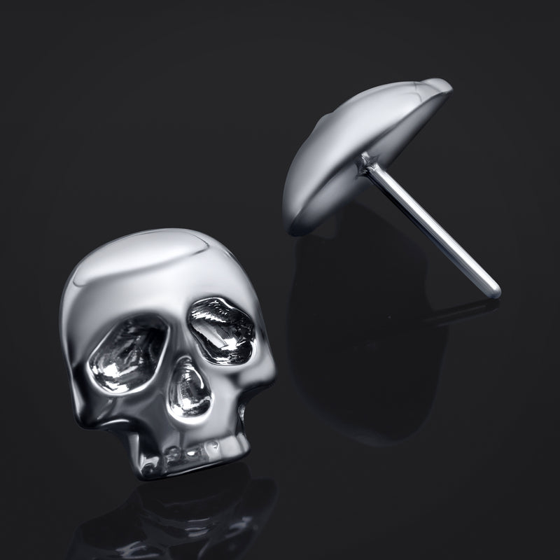 Embout de labret, argent, crâne, sans filetage, à clipser, titane