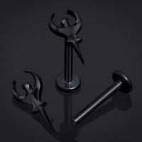 Noir, Sigil d'Hadès, filetage interne, labret, titane ASTM F136, 1.2mm