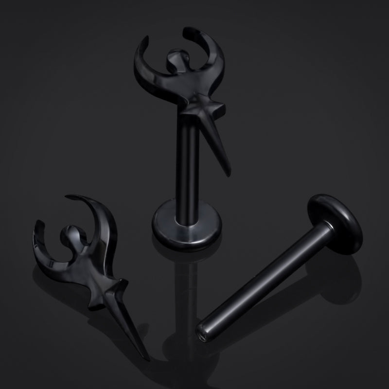 Noir, Sigil d'Hadès, filetage interne, labret, titane ASTM F136, 1.2mm
