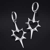 Boucles d’oreilles créoles cœur épineux - Jewellery gothique en acier inoxydable - paire