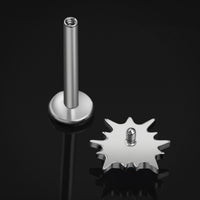 Clou labret en titane à filetage interne avec cœur à picots et opale bleue argentée calibre 1,2 mm