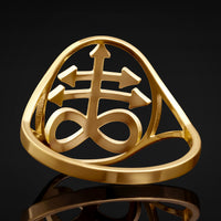 Bague croix Léviathan en or