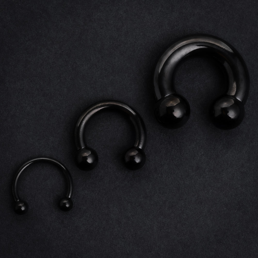 Black Titanium Nose Ring, Circular Barbell Piercing - Horseshoe Septum - 0G, 2G, 4G, 6G, 8G, 10G, 12G - Sizes 5mm to 12mm - ASTM F136 Titanium Circular Barbell Piercing - Horseshoe Septum - Large Gauge Septum Jewellery