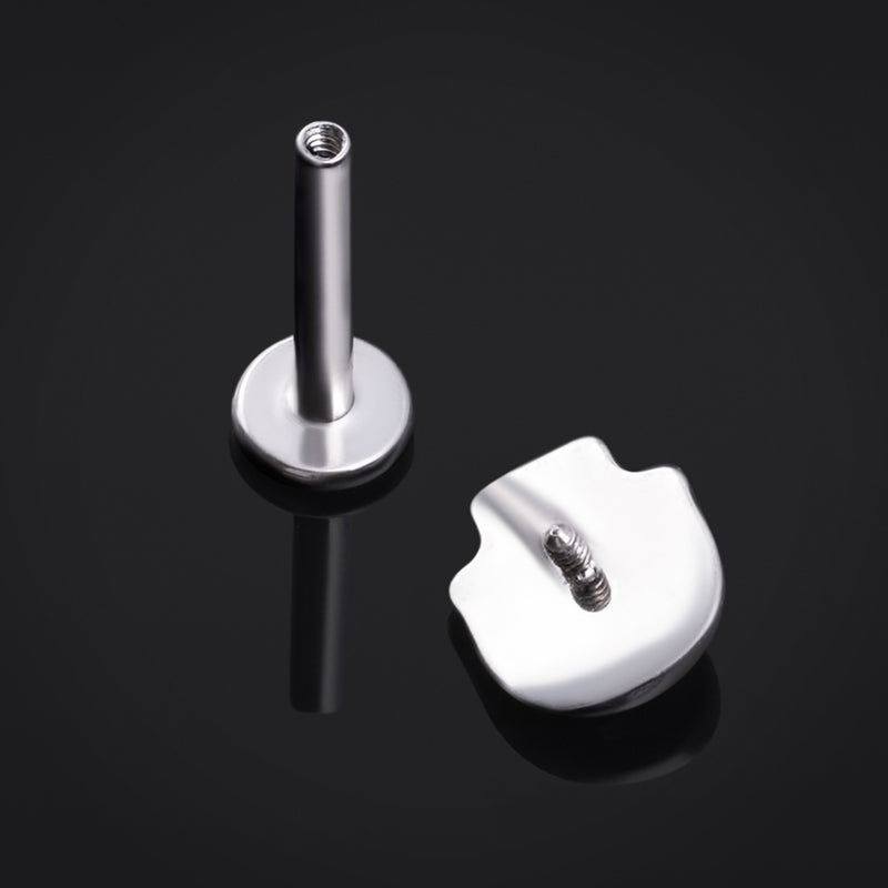Labret en argent, tête crâne, titane fileté interne, 1.2mm