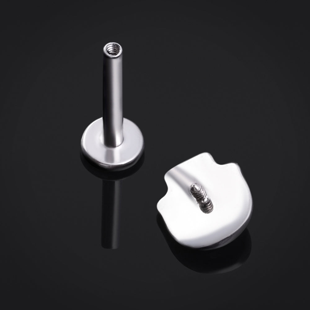 Titanium Internally Threaded Silver Skull Labret Stud 1.2mm Gauge - Internally Threaded Titanium Silver Skull Labret Piercing - 8mm/10mm Internally Threaded / Alternative Jewellery / Lip / Nose / Ear  