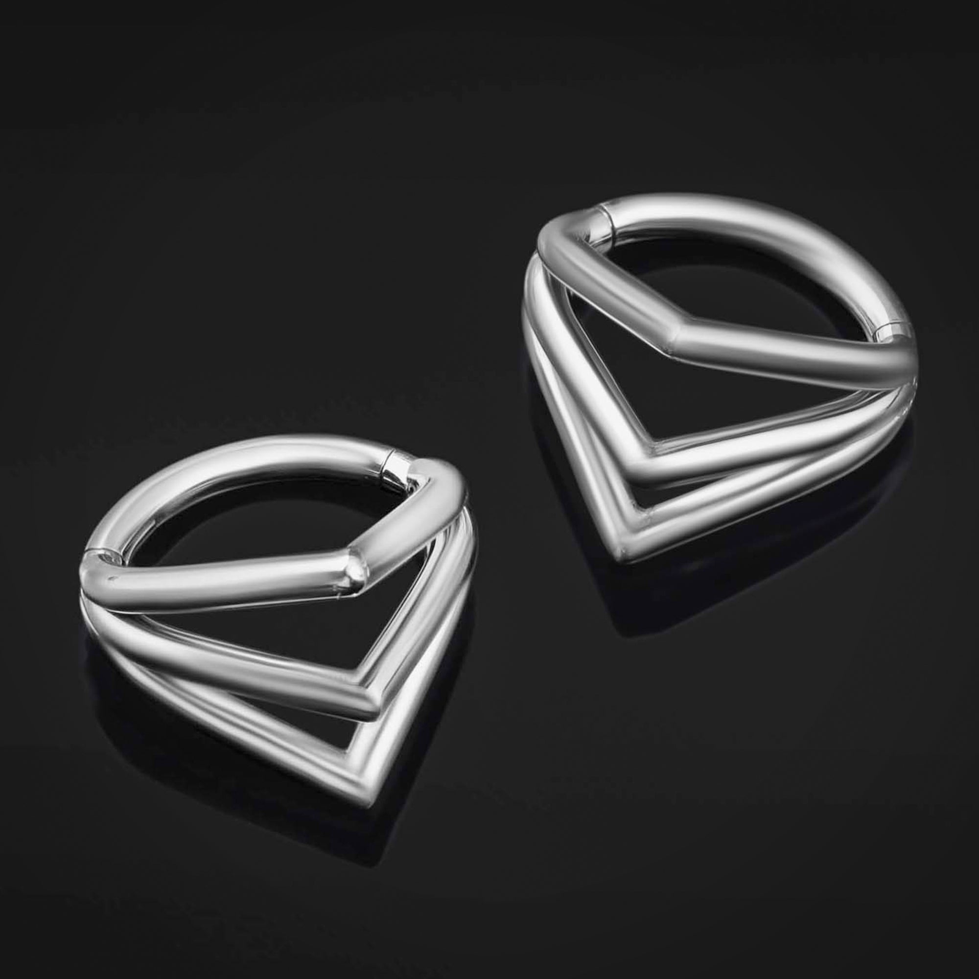 Stacked Septum, Silver, Teardrop, ASTM F136 Titanium