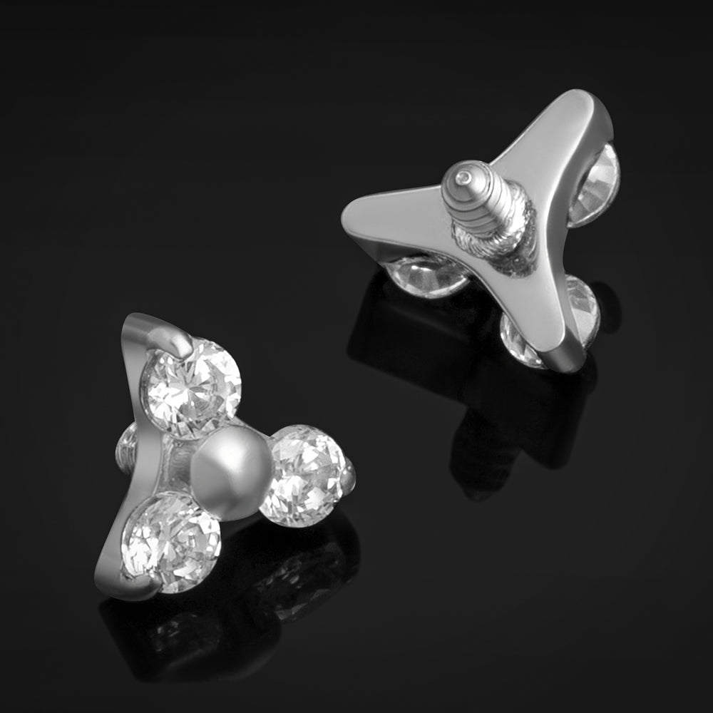 Silberner Trinity-CZ-Labret-Aufsatz, innengewindet, Titan