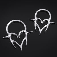 Septum Clicker, Neo Tribal Spiked Heart, ASTM F136 Titanium
