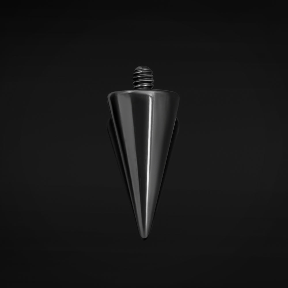 Internally Threaded Barbell Attachment, Black, Spike Attatchment, Titanium - Black Spike / Cone Attachment for Barbell, Labret, Horseshoe Bar and More