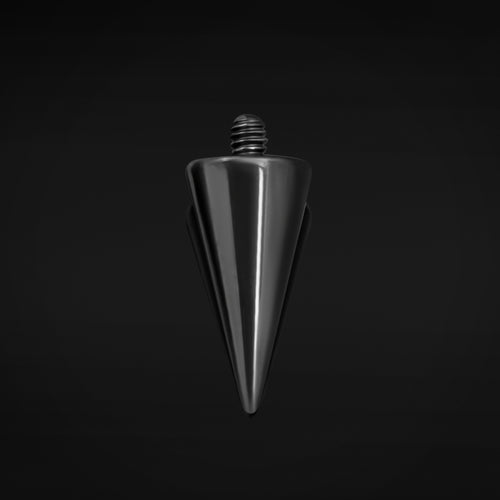 Black Titanium Internally Threaded Spike / Cone Attachment for Barbell, Labret, Horseshoe Bar and More 0.9mm and 1.2mm Thread