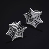 Boucles d'oreilles puces, argent, motif toile d'araignée, titane - paire