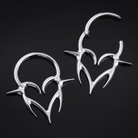 Septum Clicker, Neo Tribal Spiked Heart, ASTM F136 Titanium