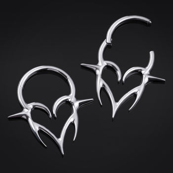 Neo Tribal Spiked Heart ASTM F136 Titanium Segment Clicker Septum Nose Ring