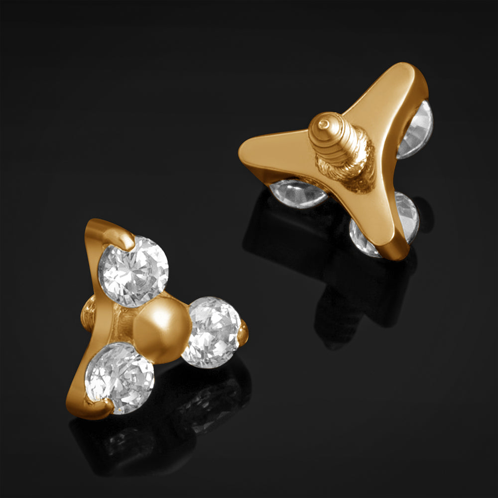 Goldener Trinity-CZ-Labret-Aufsatz, mit Innengewinde, Titan