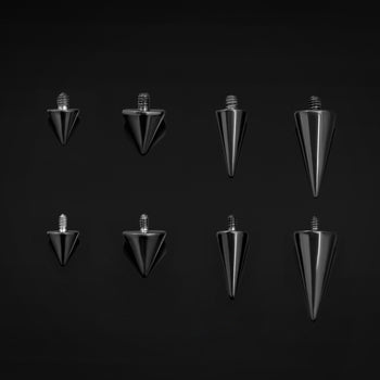 Black Titanium Internally Threaded Spike / Cone Attachment for Barbell, Labret, Horseshoe Bar and More 0.9mm and 1.2mm Thread