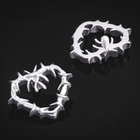 Embout de labret, argenté, cœur en fil barbelé, filetage interne, titane