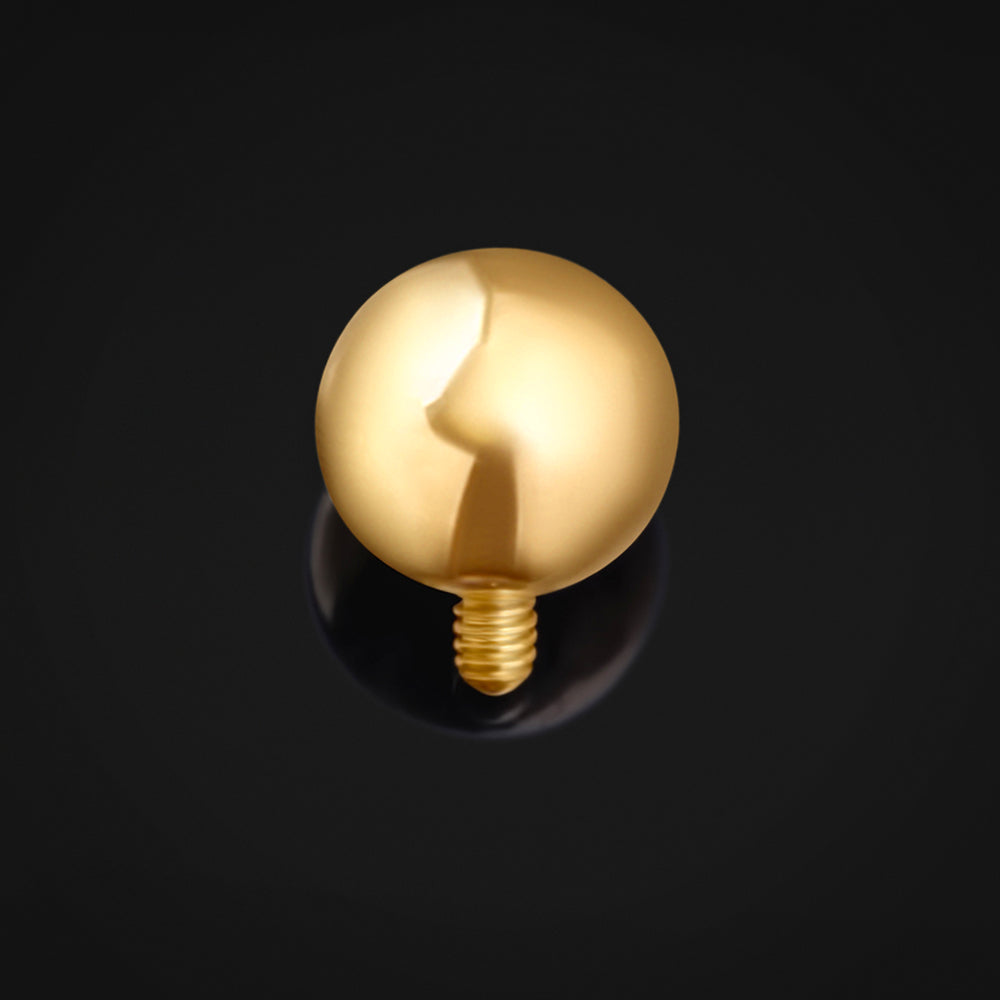 Internally Threaded Barbell Ends, Gold, Internally Threaded, Titanium - Gold Ball Attachment for Barbell, Labret, Horseshoe Piercing Bar and More