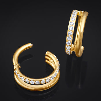 Nostril Piercing, Jewelled Segment Ring, Gold, ASTM F136 Titanium