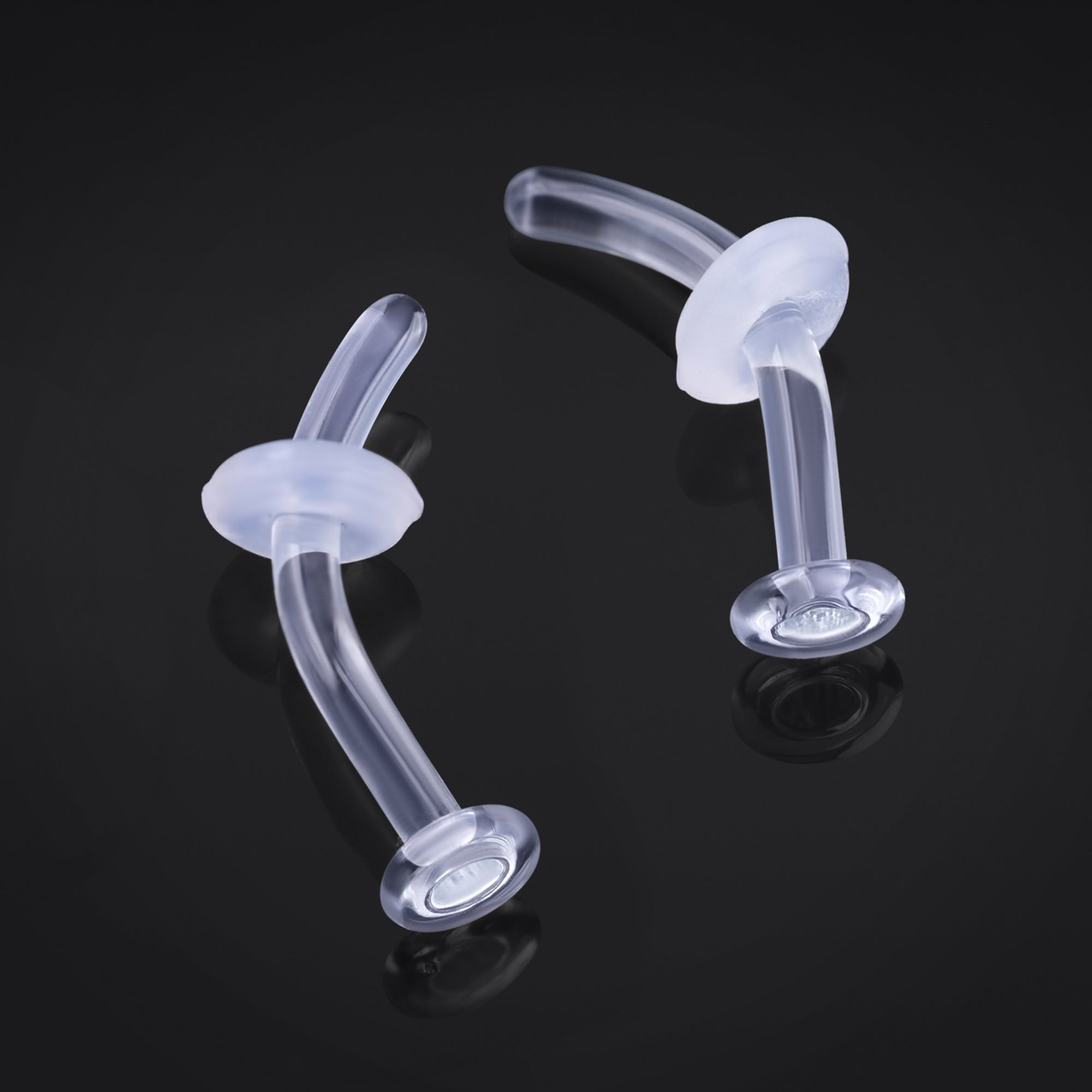 Curved Barbell Retainer, Glass, Clear