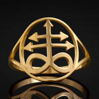 Bague croix Léviathan en or