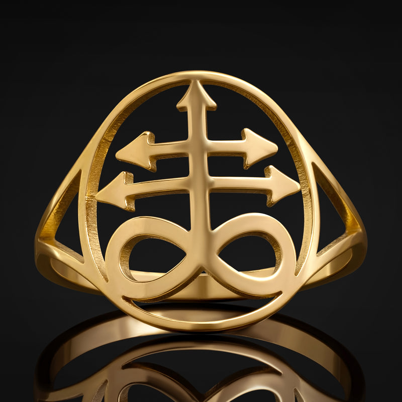 Bague croix Léviathan en or