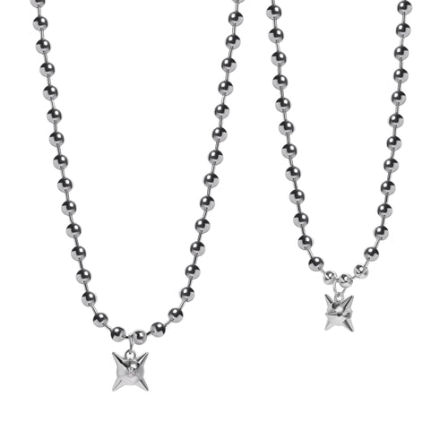 Silver Ball Chain Necklace with Flail Charm Dangle