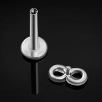 Piercing labret, argent, infini, filetage interne, titane, calibre 1,2 mm