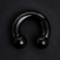 Horseshoe Barbell, Black, Circular Barbell Piercing, Titanium, Large Gauge