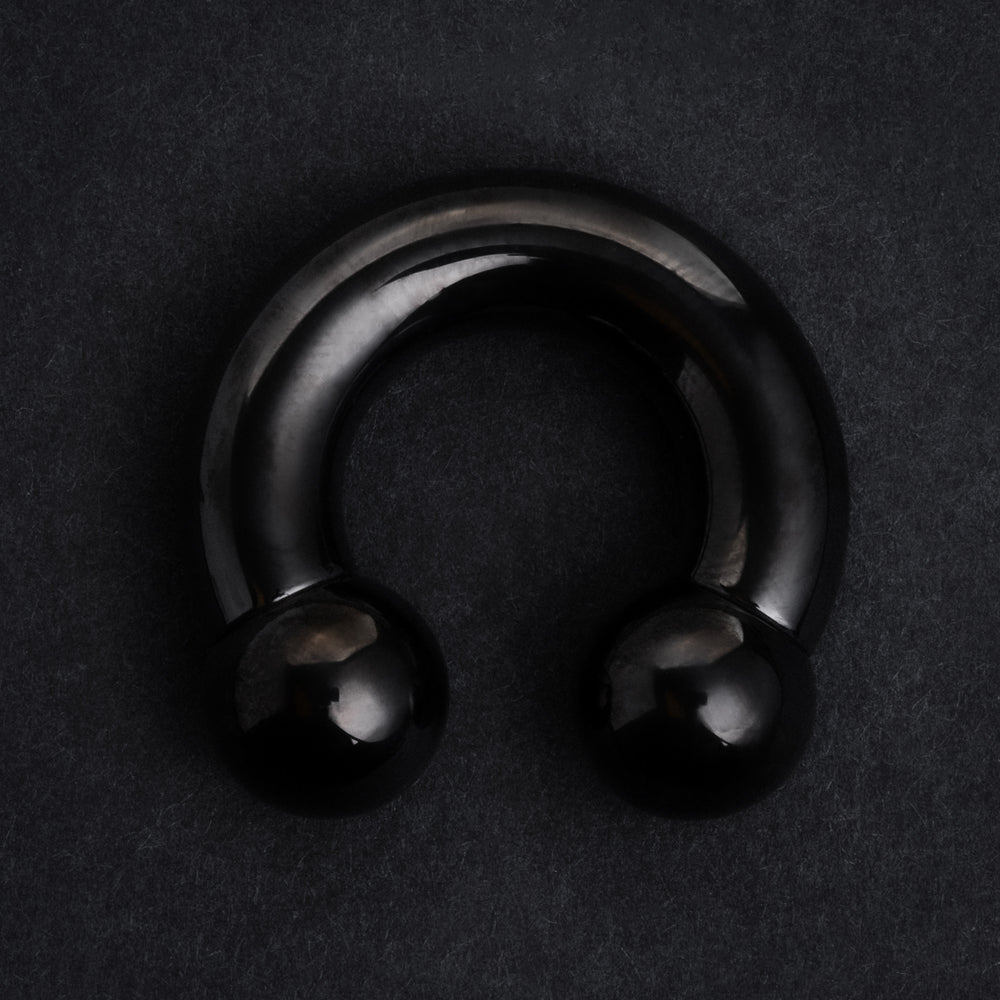 Black Titanium Nose Ring, Circular Barbell Piercing - Horseshoe Septum - 0G, 2G, 4G, 6G, 8G, 10G, 12G - Sizes 5mm to 12mm - ASTM F136 Titanium Circular Barbell Piercing - Horseshoe Septum - Large Gauge Septum Jewellery