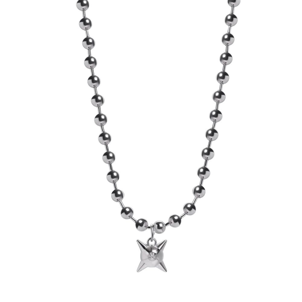 Silver Ball Chain Necklace with Flail Charm Dangle - Silver Ball Chain Necklace with Flail Charm Dangle / Alternative Jewellery / Choker