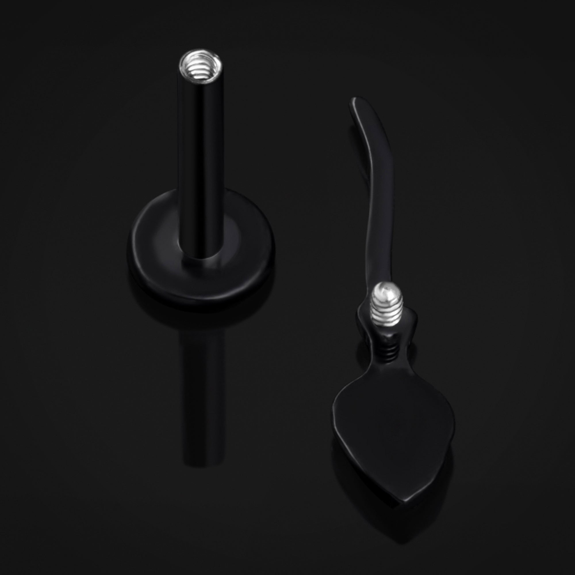 Alternative Black Steel Cross Dangle Hoop Ear Hangers - Pair
