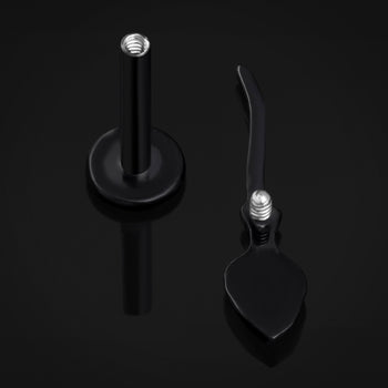 Black Broomstick Internally Threaded Titanium Labret Stud 1.2mm Gauge