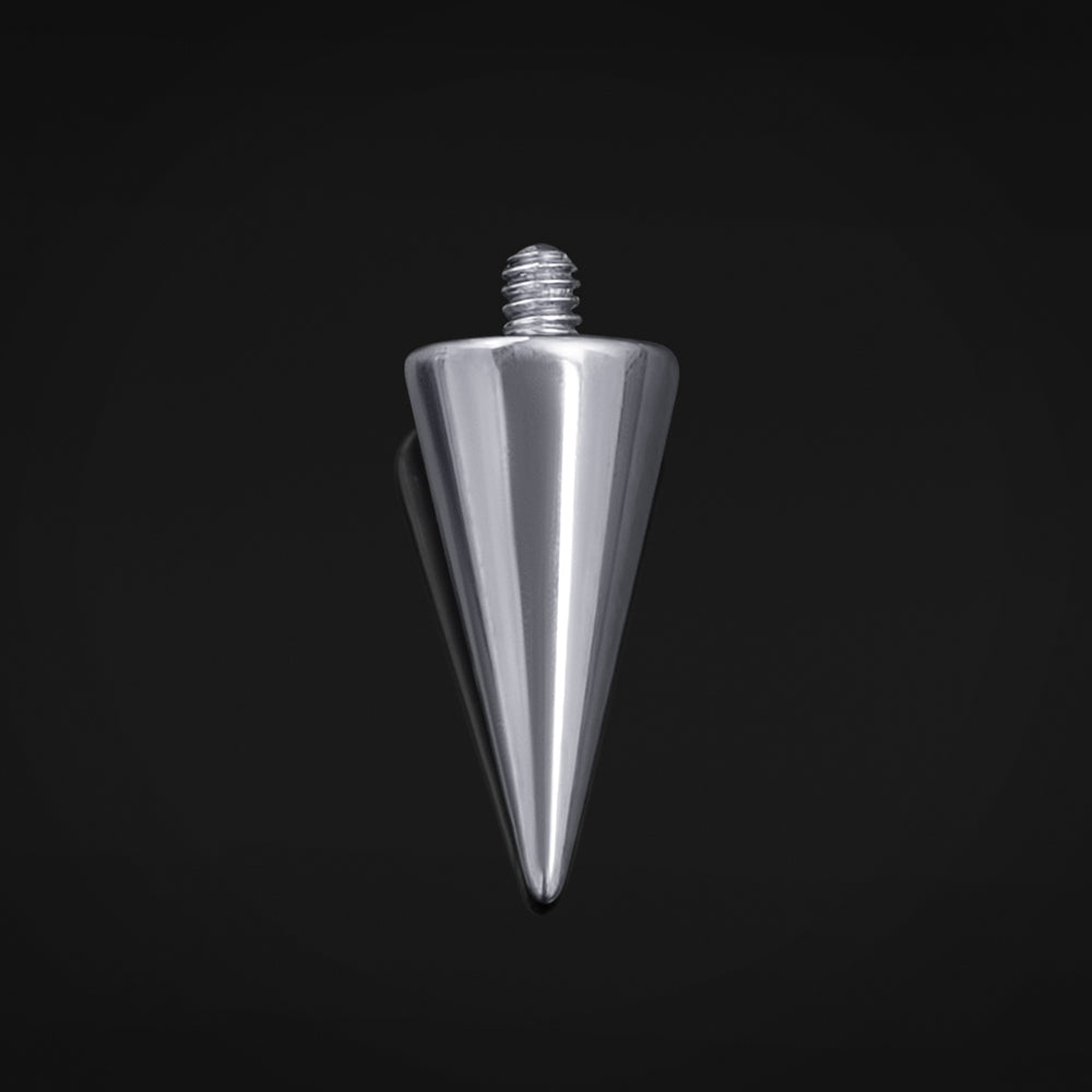 Internally Threaded Barbell Ends, Silver, Spike Attatchment, Titanium - Spike / Cone Attachment for Barbell, Labret, Horseshoe Bar and More