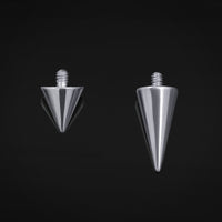 Innen Gewindete Barbell-Enden, Silber, Spike-Befestigung, Titan