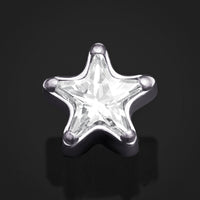 Argenté, labret étoile CZ transparent, filetage interne, titane