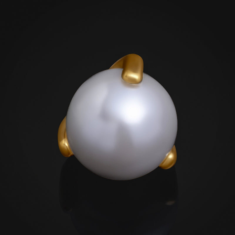 Embout de labret, doré, perle blanche, fileté intérieurement, titane