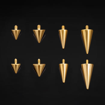 Gold Titanium Internally Threaded Spike / Cone Attachment for Barbell, Labret, Horseshoe Bar and More 0.9mm and 1.2mm Thread