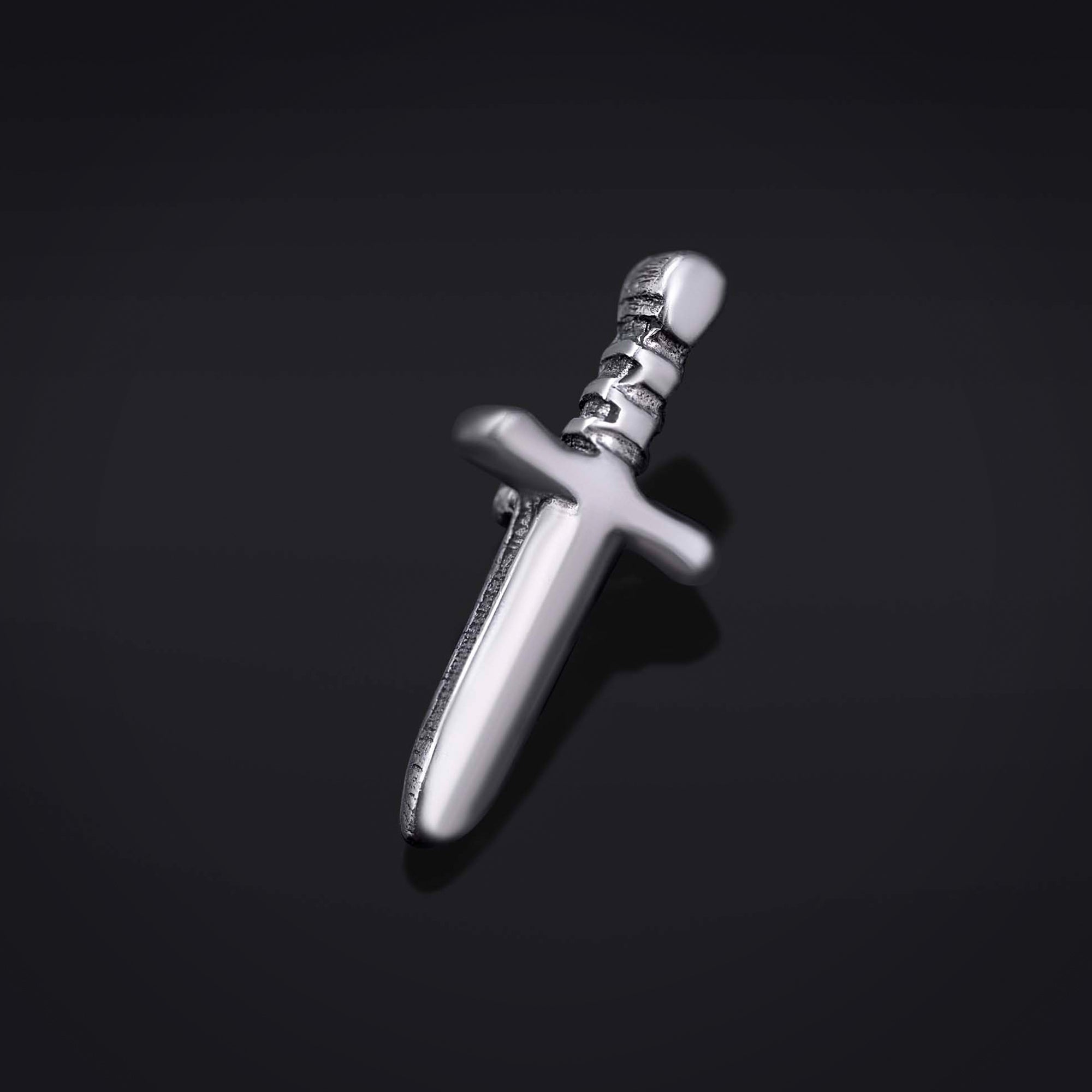Embout de labret, argent, dague, filetage interne, titane ASTM F136