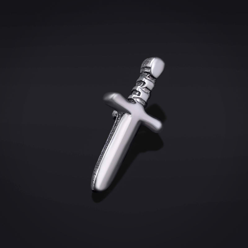 Embout de labret, argent, dague, filetage interne, titane ASTM F136