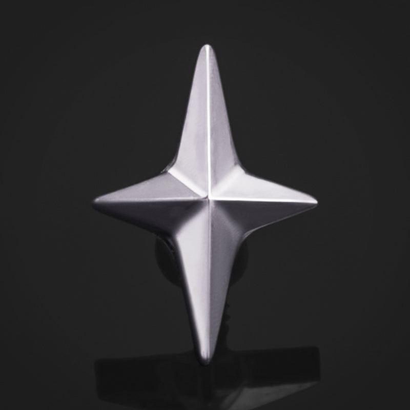 Puce de labret, Argent, Étoile à quatre branches, Filetage interne, Titane