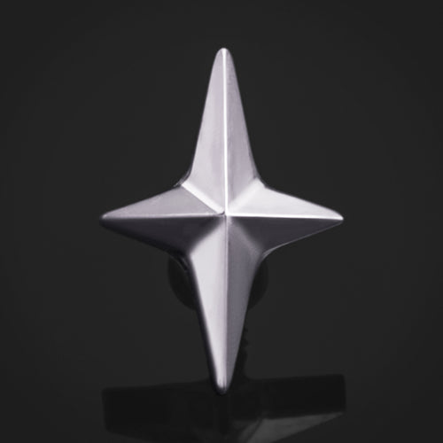 Labret Top, Silver, Four Pointed Star, Internally Threaded, Titanium