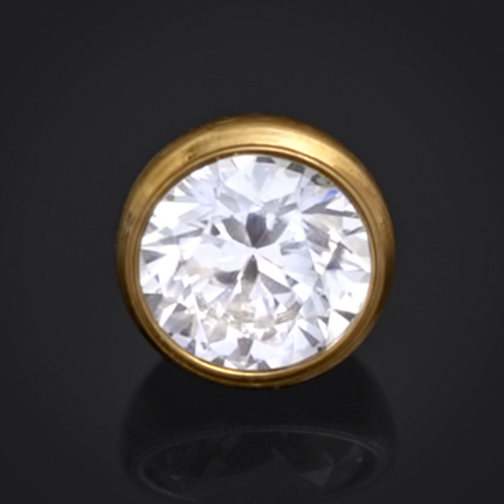 Gold, Clear CZ Stone, Labret Top, Internally Threaded, Titanium