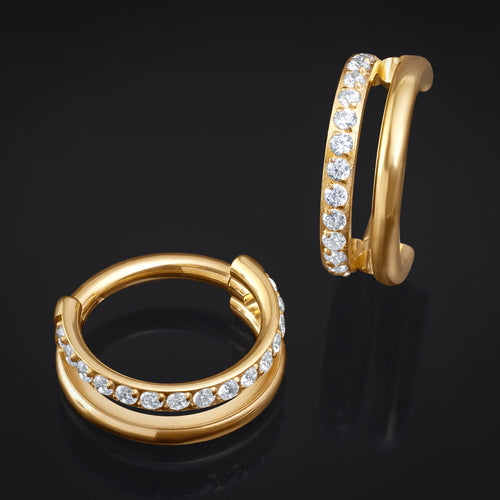 Nostril Piercing, Jewelled Segment Ring, Gold, ASTM F136 Titanium