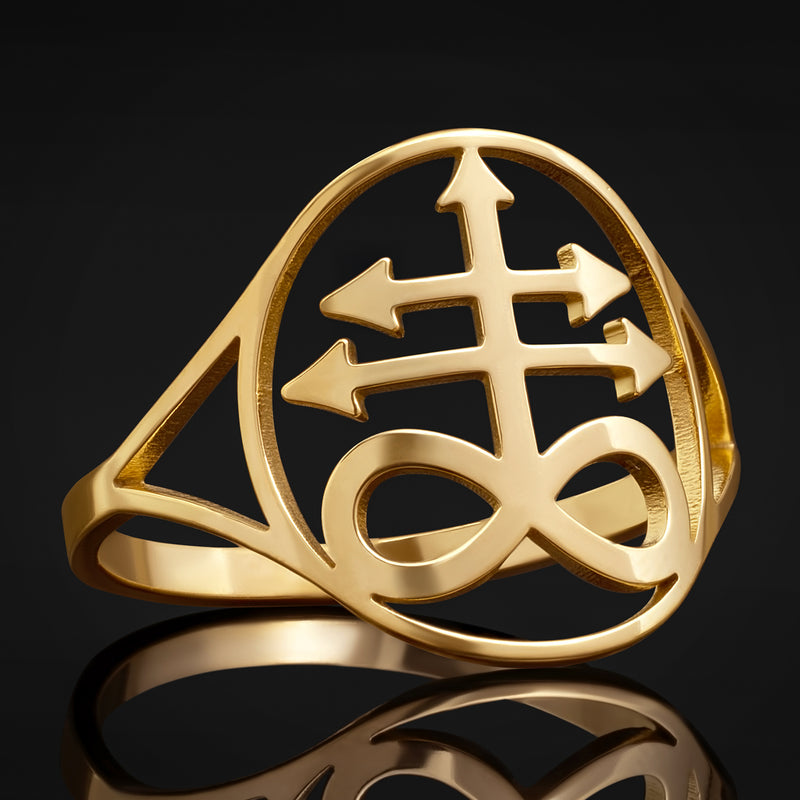 Bague croix Léviathan en or