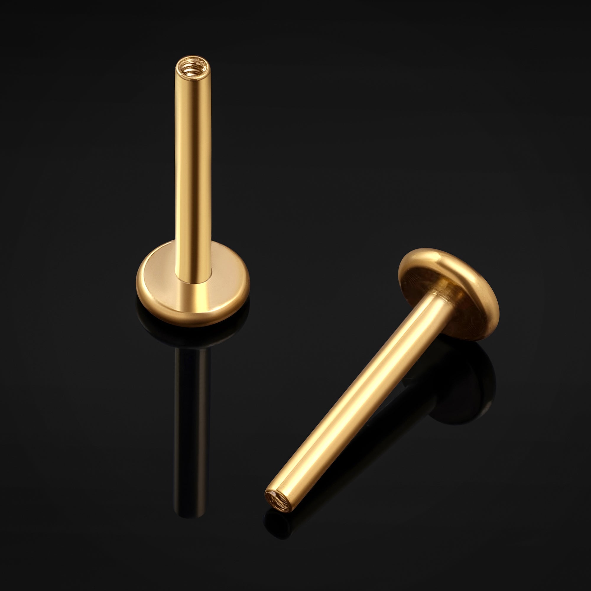 Labret Post, Gold, Internally Threaded, ASTM F136 Titanium, 1.2mm