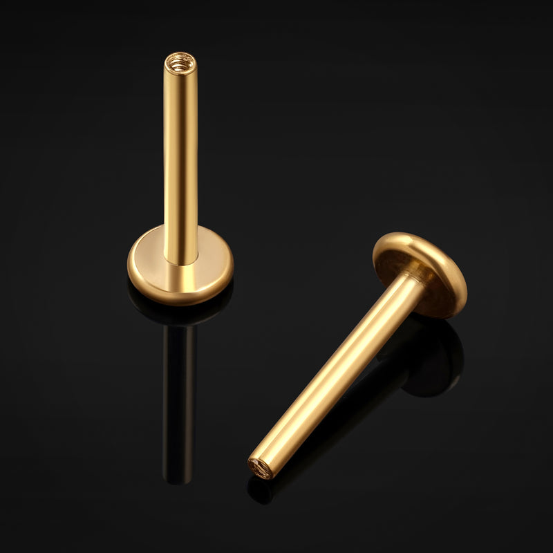Labret, doré, filetage interne, titane ASTM F136, 1,2 mm