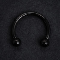 Horseshoe Barbell, Black, Circular Barbell Piercing, Titanium, Large Gauge
